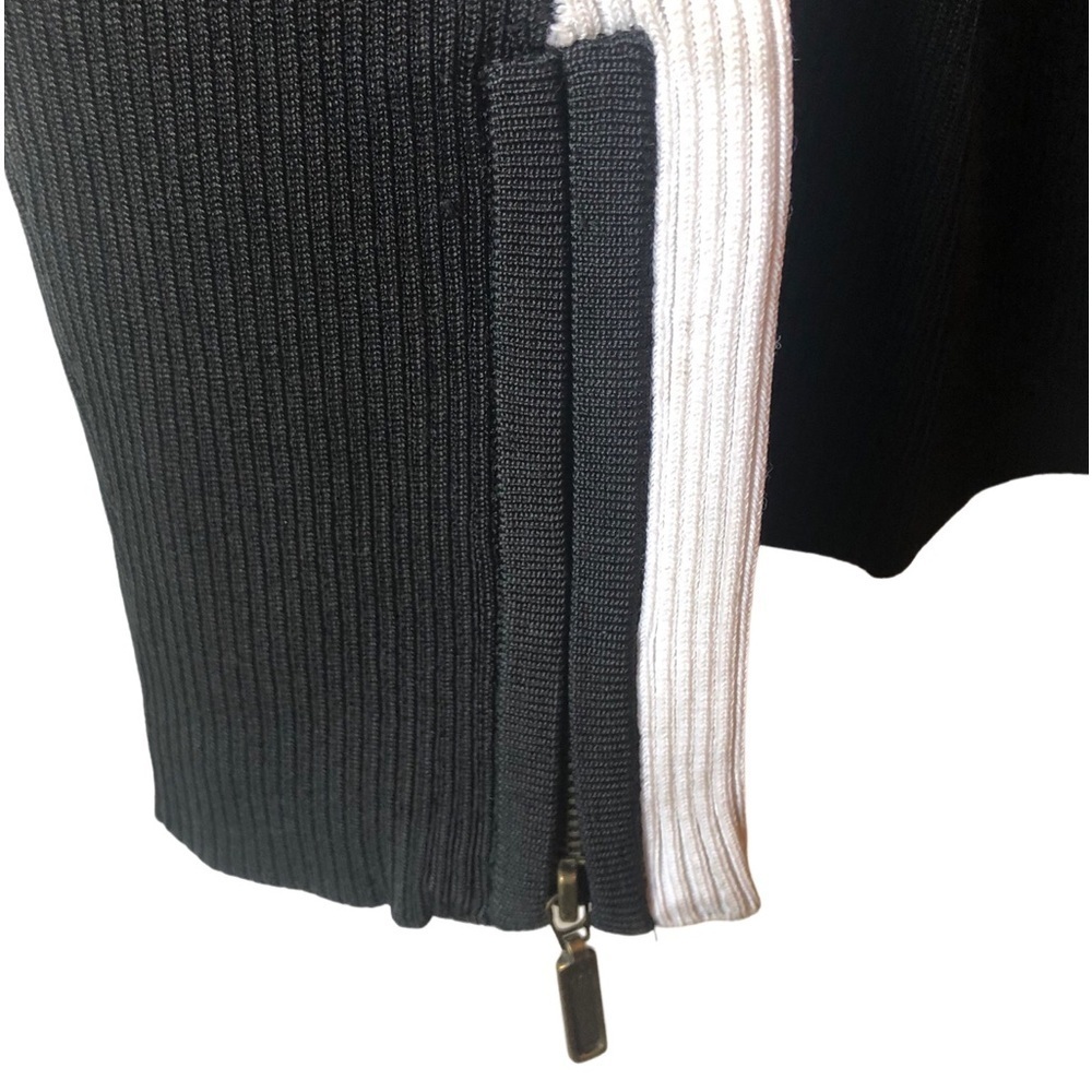 Tristan & America Zippered Front Contemporary Sweater, Black/White Size S - Picture 6 of 9